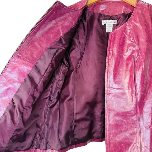 Newport News Vintage Purple Classic Leather All Season Lined Jacket Women's 16 - Picture 5 of 5